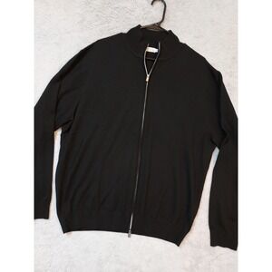 Collars Co Sweater Men 2XL XXL Australian Merino Wool Full Zip Lightweight Black